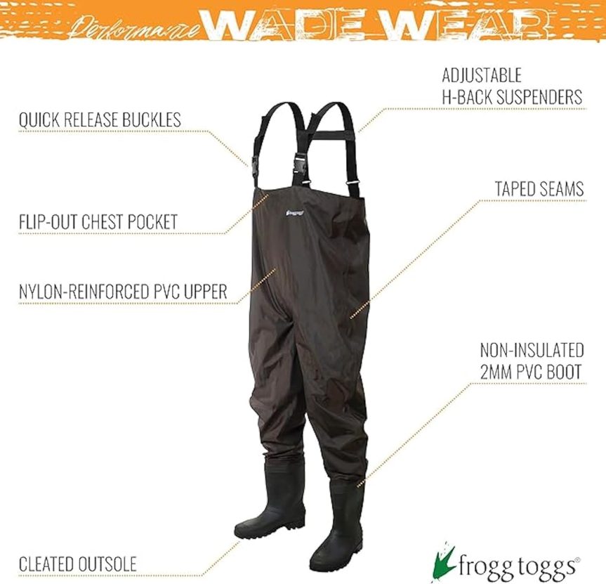FROGG TOGGS Men's Rana II PVC Waterproof Fishing Boot Foot Chest Wader for Fishing - Image 6