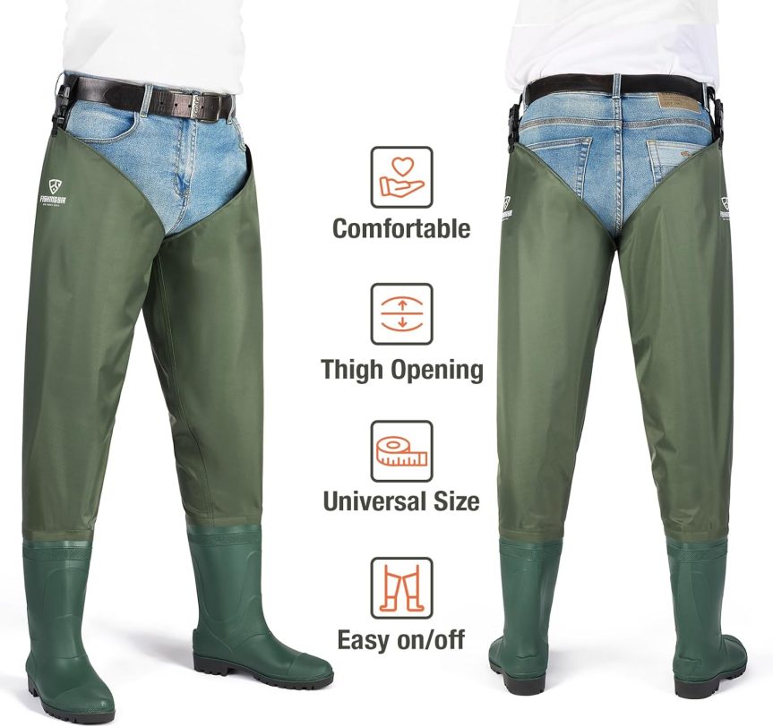 Hip Waders Waterproof Hip Boots Cleated 2-Ply Nylon/PVC Fishing Hip Wader - Image 4