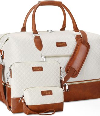 Weekender Bag for Women, Travel Duffel Bag Carry On Overnight Bag with Shoe Compartment Large Nylon Travel Weekend Tote Bag